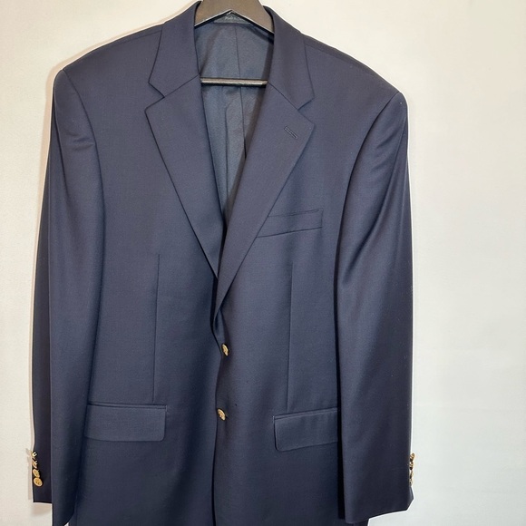 Lauren Ralph Lauren 100% Wool Mens Sports Coat Jacket Blazer Gold Buttons Blue - Picture 11 of 14
